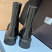 Prada Leather Booties Black Decorated With The Iconic Triangle Logo - 6
