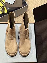 Prada Suede Booties Beige Decorated With The Iconic Triangle Logo - 2