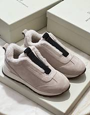 Brunello Cucinelli Suede Runners With Shearling Lining And Precious Detail - 1
