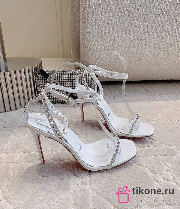 Christian Louboutin So Me 100mm Strappy Sandals Patent Calf Leather And Spikes White - 1