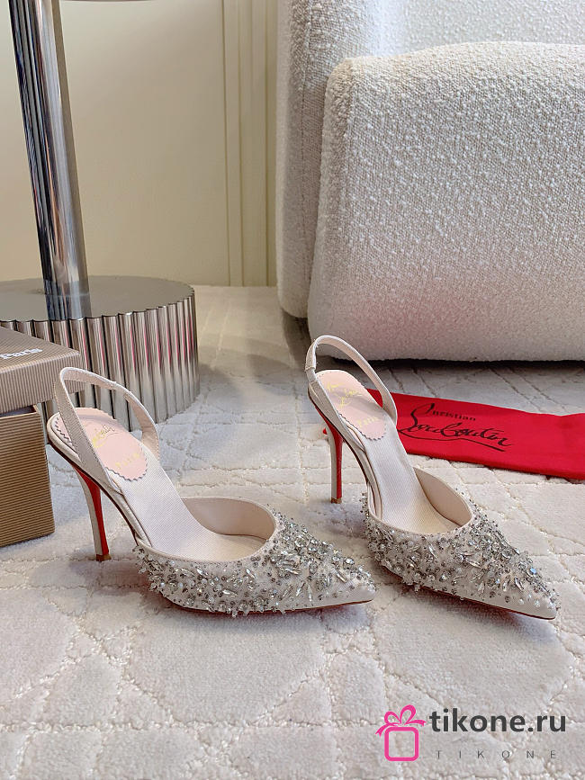 Christian Louboutin Queenissima  80mm Embellished Sole Slingback Pumps Satin In Pink - 1