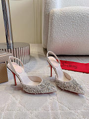 Christian Louboutin Queenissima  80mm Embellished Sole Slingback Pumps Satin In Pink - 1