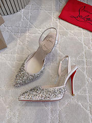 Christian Louboutin Queenissima  80mm Embellished Sole Slingback Pumps Satin In Pink - 3