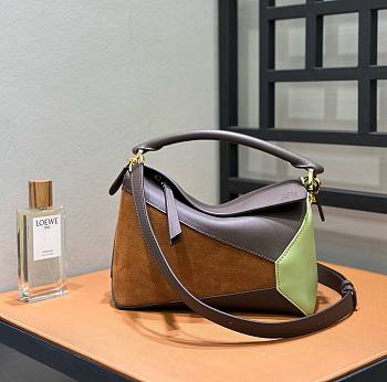  Loewe Small Puzzle Bag In Classic Calfskin And Suede Multicolor - 24x16.5x10.5cm