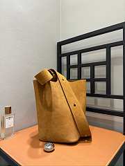 Loewe Large Pebble Bucket Bag In Suede Calfskin Tobacco - 33x28x28cm - 4