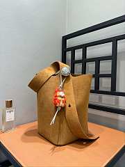 Loewe Large Pebble Bucket Bag In Suede Calfskin Tobacco - 33x28x28cm - 3