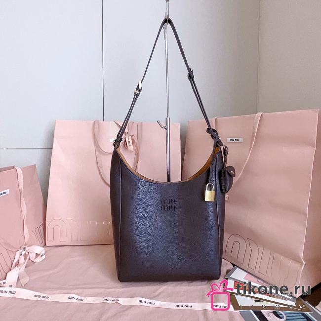 Miumiu Leather Bucket Bag Dark Brown/Papaya 5BE098 - 28x22.5x12cm - 1