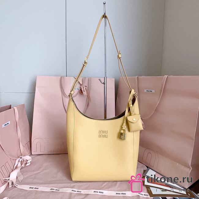 Miumiu Leather Bucket Bag Yellow/Olive 5BE098 - 28x22.5x12cm - 1