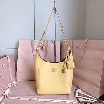 Miumiu Leather Bucket Bag Yellow/Olive 5BE098 - 28x22.5x12cm