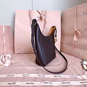 Miumiu Leather Bucket Bag Dark Brown/Papaya 5BE099 - 18x16x7cm - 4