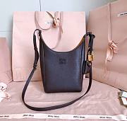 Miumiu Leather Bucket Bag Dark Brown/Papaya 5BE099 - 18x16x7cm - 1