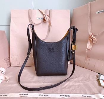 Miumiu Leather Bucket Bag Dark Brown/Papaya 5BE099 - 18x16x7cm