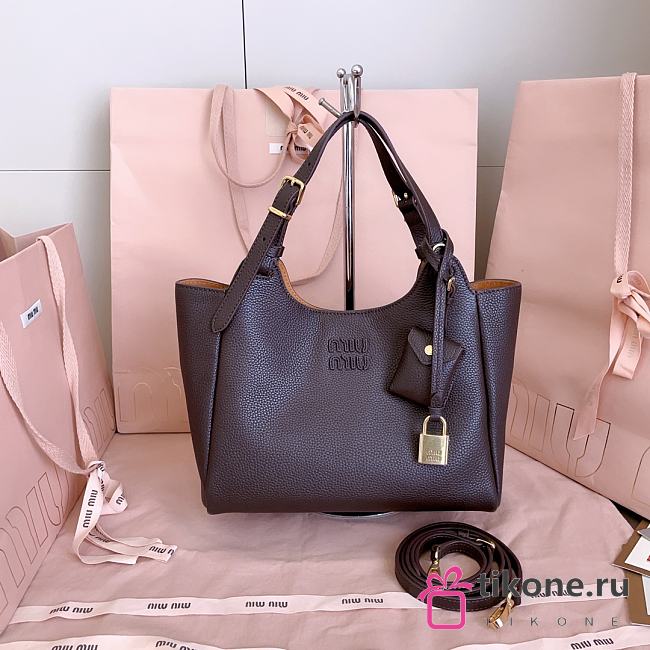 Miumiu Leather Handbag Dark Brown/Papaya 5BA304 - 25.5x20x13cm - 1