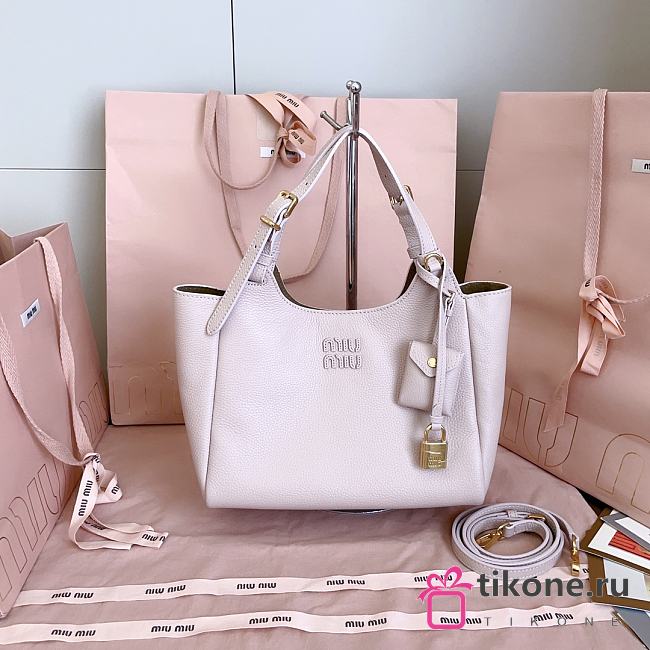 Miumiu Leather Handbag Light Pink/Olive 5BA304 - 25.5x20x13cm - 1