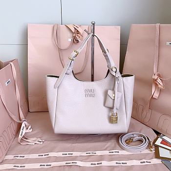 Miumiu Leather Handbag Light Pink/Olive 5BA304 - 25.5x20x13cm