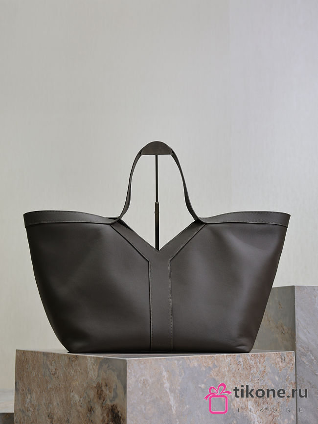 YSL Y Tote In Leather Khaki - 37x32x27-22cm - 1
