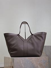 YSL Y Tote In Leather Dark Brown - 37x32x27-22cm - 1
