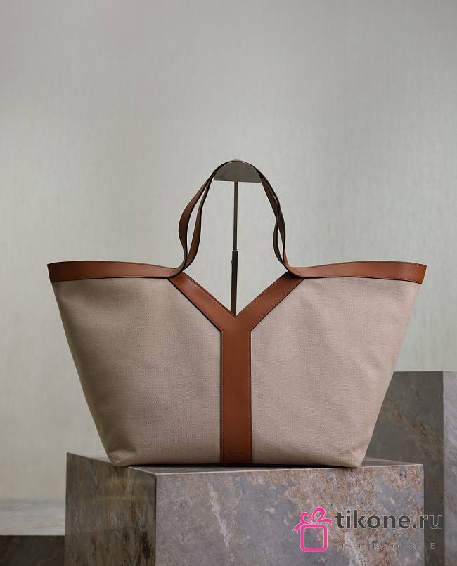 YSL Y Tote In Canvas And Leather - 37x32x7-22cm - 1