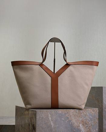 YSL Y Tote In Canvas And Leather - 37x32x7-22cm