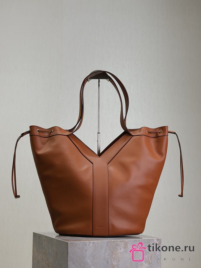 YSL Y Large Hobo in Leather Brown - 35x25x15cm - 1