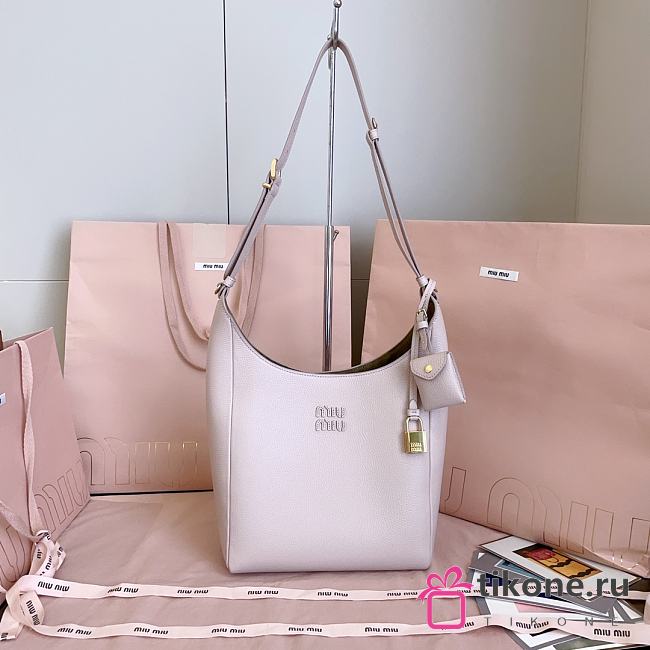 Miumiu Leather Bucket Bag Light Pink/Olive 5BE098 - 28x22.5x12cm - 1