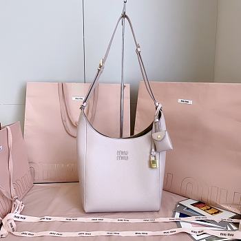 Miumiu Leather Bucket Bag Light Pink/Olive 5BE098 - 28x22.5x12cm