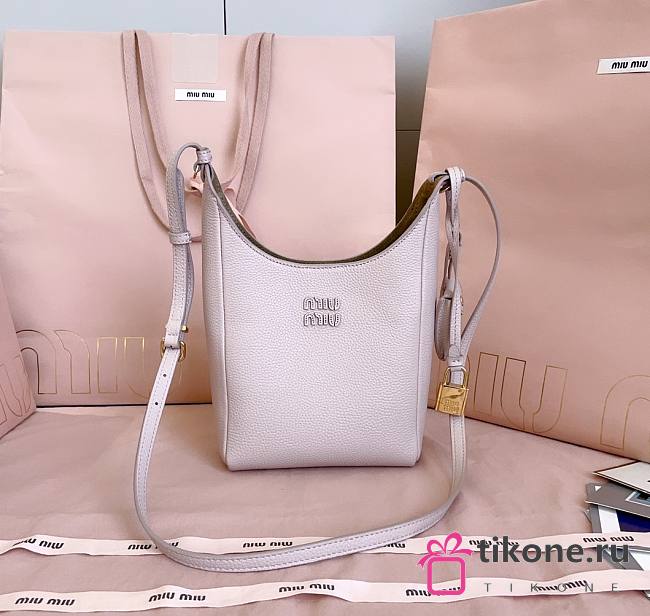Miumiu Leather Bucket Bag Light Pink/Olive 5BE099 - 18x16x7cm - 1