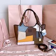 Miumiu Patchwork Leather Handbag Oak 5BA304 - 25.5x20x13cm - 5