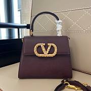 Valentino Garavani Vsling Small Handbag In Grainy Calfskin With Jewel Logo Rosewood - 22x17x9cm - 5