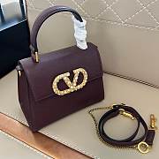 Valentino Garavani Vsling Small Handbag In Grainy Calfskin With Jewel Logo Rosewood - 22x17x9cm - 3