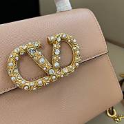 Valentino Garavani Vsling Small Handbag In Grainy Calfskin With Jewel Logo Rose Cannelle - 22x17x9cm - 5