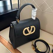 Valentino Garavani Vsling Small Handbag In Grainy Calfskin With Jewel Logo Black - 22x17x9cm - 6