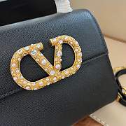 Valentino Garavani Vsling Small Handbag In Grainy Calfskin With Jewel Logo Black - 22x17x9cm - 5