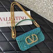 Valentino Garavani Loco Small Shoulder Bag Embroidered With Jewel Logo Turquoise/Emerald - 20x11x5cm - 5