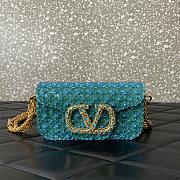 Valentino Garavani Loco Small Shoulder Bag Embroidered With Jewel Logo Turquoise/Emerald - 20x11x5cm - 4
