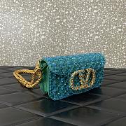 Valentino Garavani Loco Small Shoulder Bag Embroidered With Jewel Logo Turquoise/Emerald - 20x11x5cm - 3