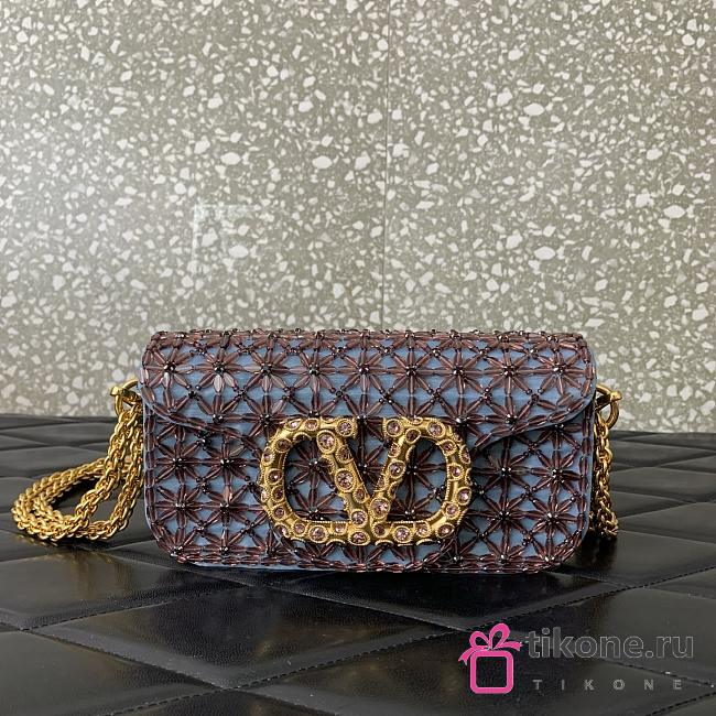 Valentino Garavani Loco Small Shoulder Bag Embroidered With Jewel Logo Amethyst/Cloudy - 20x11x5cm - 1