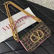 Valentino Garavani Loco Small Shoulder Bag Embroidered With Jewel Logo Emerald/Rhodo - 20x11x5cm - 4