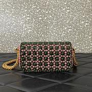 Valentino Garavani Loco Small Shoulder Bag Embroidered With Jewel Logo Emerald/Rhodo - 20x11x5cm - 5