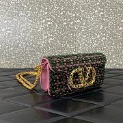Valentino Garavani Loco Small Shoulder Bag Embroidered With Jewel Logo Emerald/Rhodo - 20x11x5cm - 3