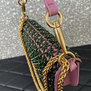Valentino Garavani Loco Small Shoulder Bag Embroidered With Jewel Logo Emerald/Rhodo - 20x11x5cm - 2