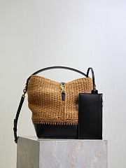 YSL Le 37 In Raffia And Leather Natural Brown And Black - 25x20x16cm - 3