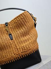 YSL Le 37 In Raffia And Leather Natural Brown And Black - 25x20x16cm - 4