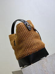 YSL Le 37 In Raffia And Leather Natural Brown And Black - 25x20x16cm - 5