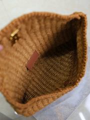 YSL Cassandre Large Envelope Pouch In Raffia Natural Brown - 29.5×18×4.5cm - 6