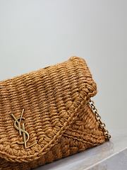 YSL Cassandre Chain Pouch In Raffia Natural Brown - 19x12x3cm - 4