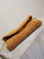 YSL Cassandre Chain Pouch In Raffia Natural Brown - 19x12x3cm - 2