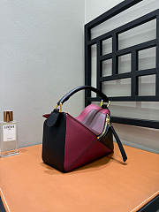 Loewe Small Puzzle Bag In Nappa Calfskin Black/Burgundy - 24x16.5x10.5cm - 4