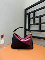 Loewe Small Puzzle Bag In Nappa Calfskin Black/Burgundy - 24x16.5x10.5cm - 2