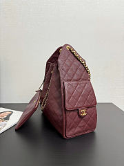 Chanel 25 Medium Handbag Grained Calfskin Gold Tone Metal Burgundy - 40x30x15cm - 5